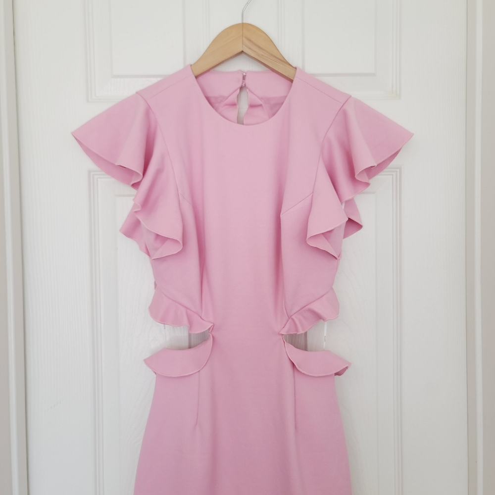 NWT Revolve Elliatt Gloaming Pink Cutout Ruffle Mini Dress Size XS - Picture 4 of 12